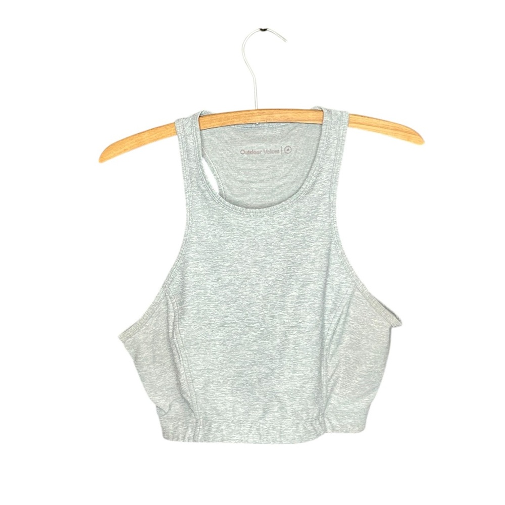 Outdoor Voices Athena High Neck Gray Crop Top